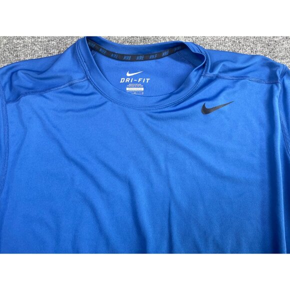 Nike Dri-Fit Blue Long-Sleeve Athletic Shirt Mens Medium Football Comfort cool - Picture 3 of 6